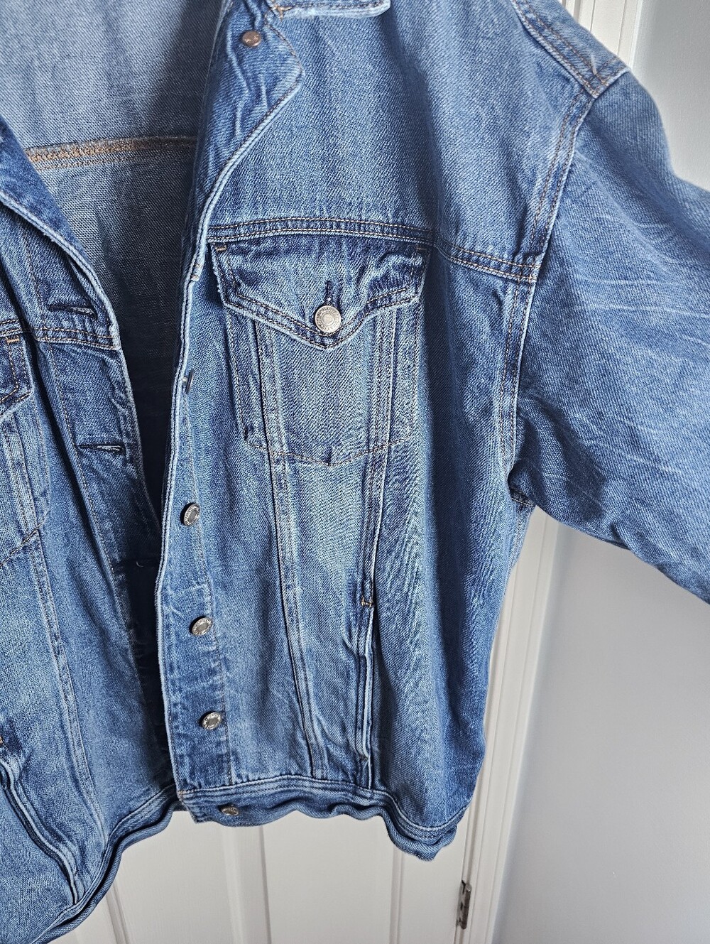 AE Boyfriend Denim Jean Jacket Womans Size XL - Picture 3 of 4